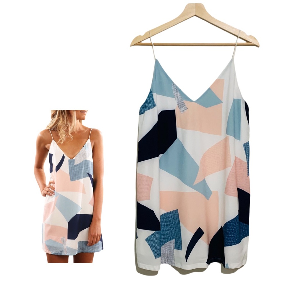 Showpo Abstract Patterned Slip Dress Size Small Flirty Boho Beachy